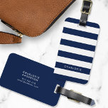 Etiqueta Para Maletas Nombre personalizado Color editable y franjas blan<br><div class="desc">Etiquetas portaequipajes con color modificable (haga clic en personalizar y cambie el color de fondo) y franjas blancas. Personalice esto reemplazando el texto del marcador de posición con su nombre y para más opciones como cambiar el tipo de letra, su tamaño y el espaciado entre letras haga clic en el...</div>