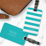 Etiqueta Para Maletas Nombre personalizado Color editable y franjas blan<br><div class="desc">Etiquetas portaequipajes con color modificable (haga clic en personalizar y cambie el color de fondo) y franjas blancas. Personalice esto reemplazando el texto del marcador de posición con su nombre y para más opciones como cambiar el tipo de letra, su tamaño y el espaciado entre letras haga clic en el...</div>