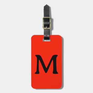 Etiqueta Para Maletas Nombre personalizado con monograma Color Rojo Neón