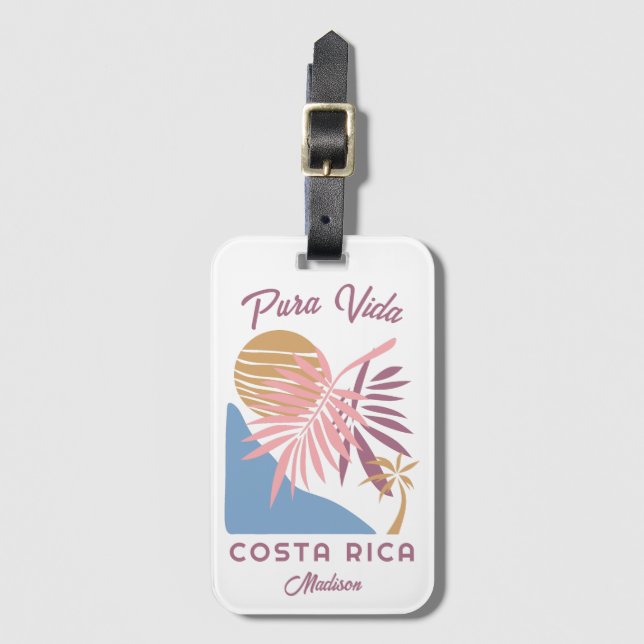 Etiqueta Para Maletas Nombre personalizado Costa Rica Motto Pura Vida (Anverso vertical)
