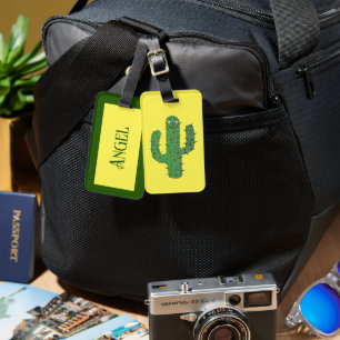 Etiqueta Para Maletas Nombre personalizado de Cactus Happy Day of the De