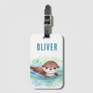 Etiqueta Para Maletas Nombre personalizado de Ilustracion de Otter