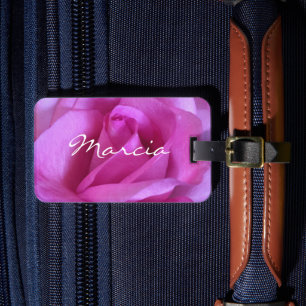 Etiqueta Para Maletas Nombre personalizado de la foto de cierre rosa púr