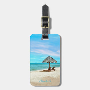 Etiqueta Para Maletas Nombre personalizado de la playa de arena tropical