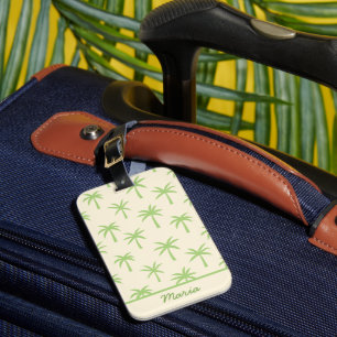 Etiqueta Para Maletas Nombre personalizado de palmeras tropicales verdes