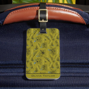 Etiqueta Para Maletas Nombre personalizado de patrón floral sin fisuras