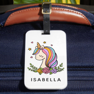 Etiqueta Para Maletas Nombre Personalizado De Unicorn Cute Whimsical Gir
