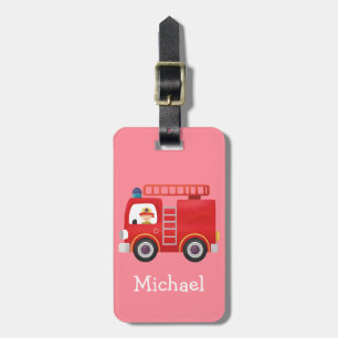 Etiqueta Para Maletas Nombre personalizado del Camión Rojo Moderno