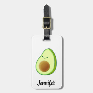 Etiqueta Para Maletas Nombre personalizado del dibujo de aguacate de cor