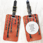 Etiqueta Para Maletas Nombre personalizado del paisaje del bosque de Bir<br><div class="desc">Un moderno cuadro paisajístico de un bosque de abedules o álamos en otoño en ricos tonos rojos,  naranjas y amarillos. Cambiar los detalles de contacto en la parte posterior.</div>