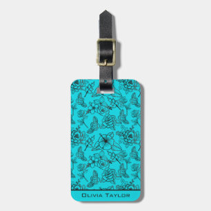 Etiqueta Para Maletas Nombre personalizado del patrón floral sin soldadu