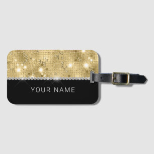 Etiqueta Para Maletas Nombre personalizado del Purpurina de oro de espar