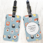 Etiqueta Para Maletas Nombre personalizado del sushi japonés<br><div class="desc">Patrón de sushi japonés seductor y lindo. Cambiar los detalles de contacto en la parte posterior.</div>