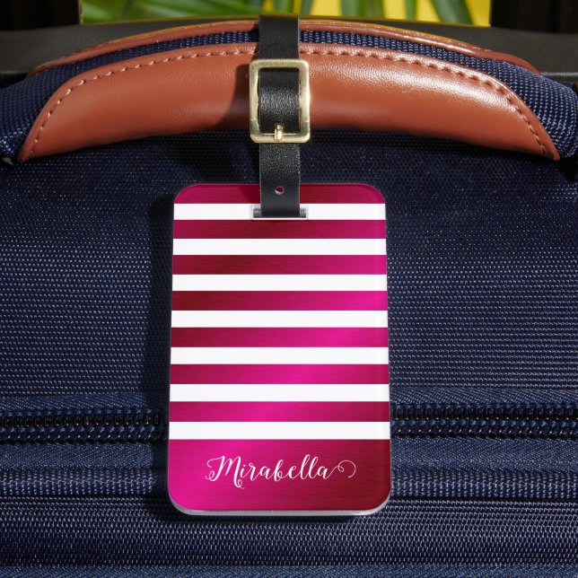 Etiqueta Para Maletas Nombre personalizado Elegante brillante rosa calie (Anverso In situ 2)