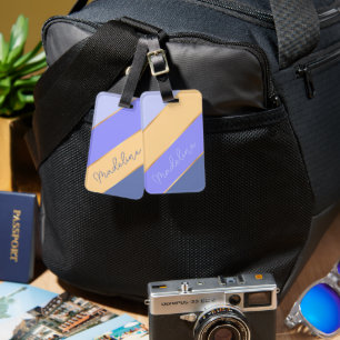 Etiqueta Para Maletas Nombre personalizado en azul violeta Lavender amar
