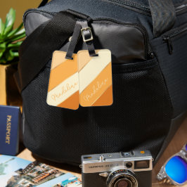 Etiqueta Para Maletas Nombre personalizado en franjas de Naranja amarill