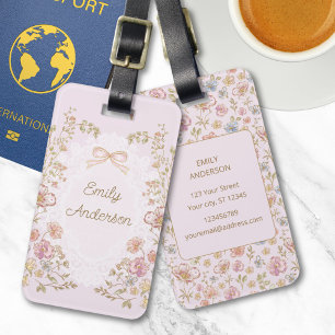 Etiqueta Para Maletas Nombre Personalizado Flores Florales Vintage Bonit
