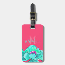 Etiqueta Para Maletas Nombre personalizado Fuchsia y acuarela Verde azul