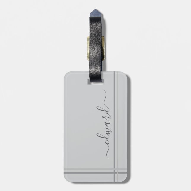 Etiqueta Para Maletas Nombre personalizado gris claro (Atrás Vertical)