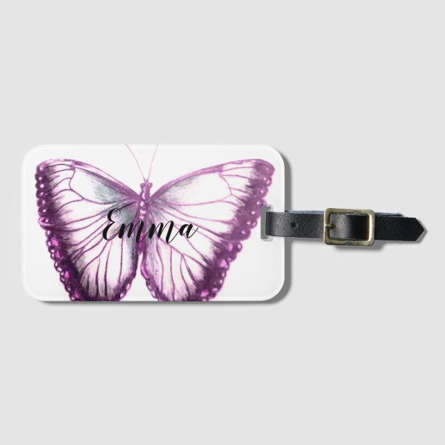 Etiqueta Para Maletas Nombre personalizado Hermosa mariposa (Anverso horizontal)