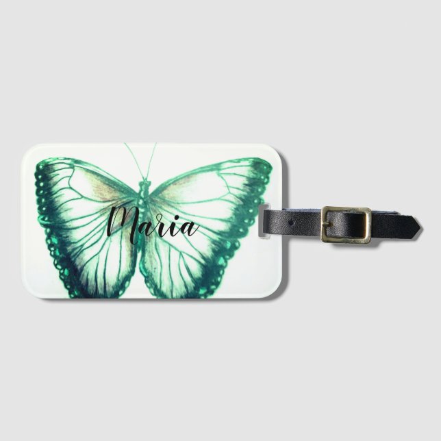 Etiqueta Para Maletas Nombre personalizado Hermosa mariposa (Anverso horizontal)