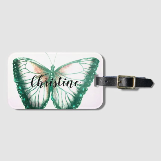 Etiqueta Para Maletas Nombre personalizado Hermosa mariposa (Anverso horizontal)