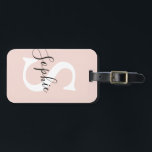 Etiqueta Para Maletas Nombre personalizado moderno Monograma Pastel rosa<br><div class="desc">Nombre personalizado moderno Monograma Pastel rosa</div>
