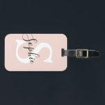 Etiqueta Para Maletas Nombre personalizado moderno Monograma Pastel rosa<br><div class="desc">Nombre personalizado moderno Monograma Pastel rosa</div>