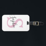 Etiqueta Para Maletas Nombre personalizado moderno Monograma rosa<br><div class="desc">Nombre personalizado moderno Monograma rosa</div>