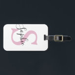 Etiqueta Para Maletas Nombre personalizado moderno Monograma rosa<br><div class="desc">Nombre personalizado moderno Monograma rosa</div>