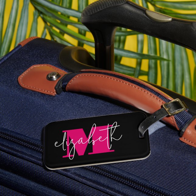 Etiqueta Para Maletas Nombre personalizado monograma moderno (Anverso In situ 3)