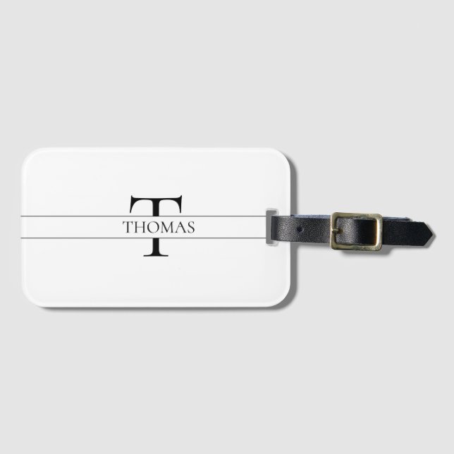 Etiqueta Para Maletas Nombre personalizado monogramado elegante (Anverso horizontal)