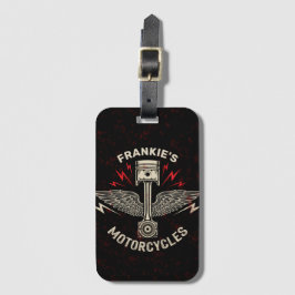 Etiqueta Para Maletas NOMBRE Personalizado Motocicleta Piston Wings Bike