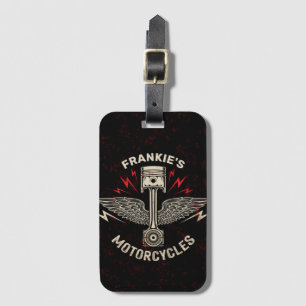 Etiqueta Para Maletas NOMBRE Personalizado Motocicleta Piston Wings Bike