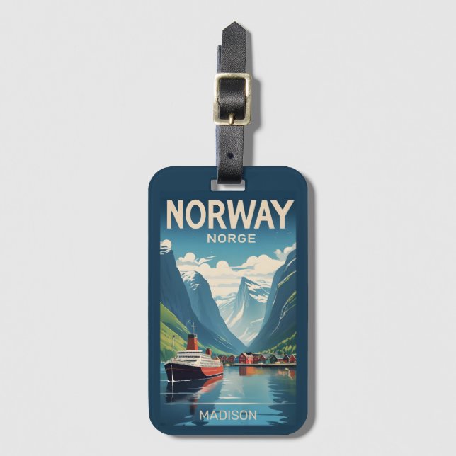 Etiqueta Para Maletas Nombre personalizado Noruega (Anverso vertical)