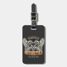 Etiqueta Para Maletas NOMBRE personalizado Pistons Wings Motorcycle Bike
