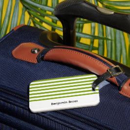 Etiqueta Para Maletas Nombre personalizado rayas verdes y blancas