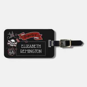Etiqueta Para Maletas Nombre personalizado Rockabilly Tattoo Rock & Roll