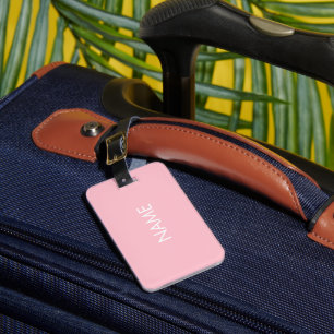 Etiqueta Para Maletas Nombre personalizado rosa minimalista monograma só