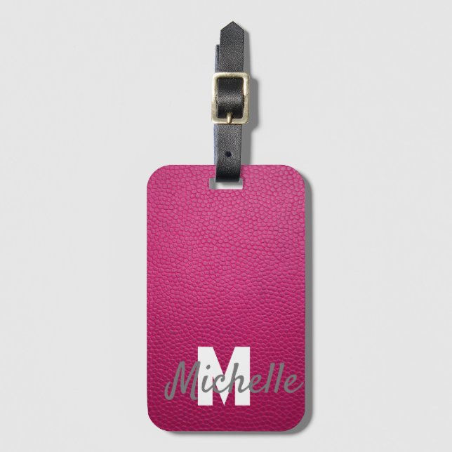 Etiqueta Para Maletas nombre personalizado rosado Rosa (Anverso vertical)