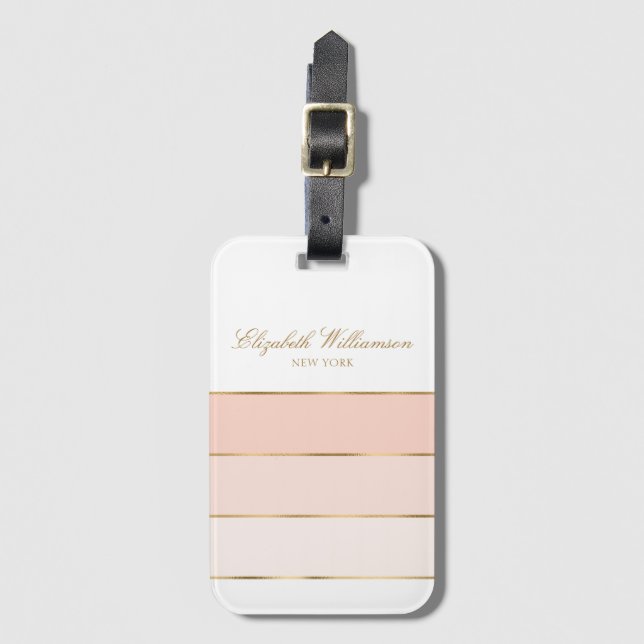 Etiqueta Para Maletas Nombre personalizado Rubor Pink Gold (Anverso vertical)