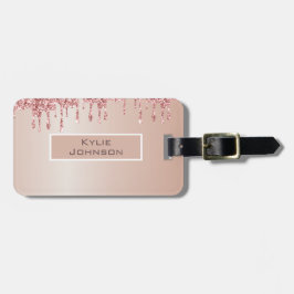 Etiqueta Para Maletas Nombre personalizado simple elegante rosa con bril
