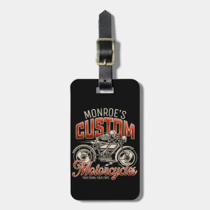 Etiqueta Para Maletas NOMBRE personalizado Skeleton Motorcycle Shop