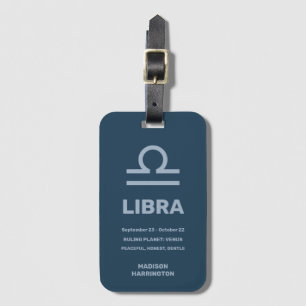 Etiqueta Para Maletas Nombre personalizado / Texto Zodiac Rótulo Libra