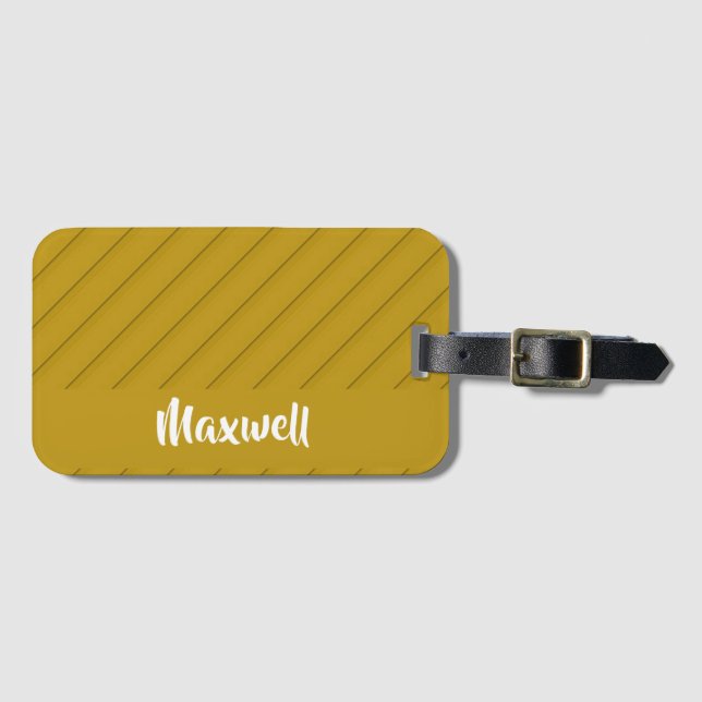 Etiqueta Para Maletas Nombre personalizado texturizado en diagonal marró (Anverso horizontal)