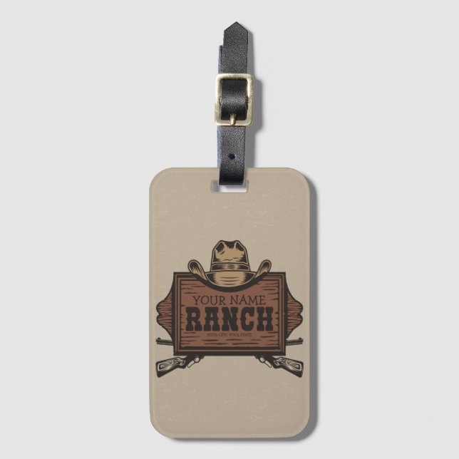 Etiqueta Para Maletas NOMBRE personalizado: Vaquero dispara Rótulo Weste (Anverso vertical)