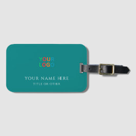 Etiqueta Para Maletas Nombre personalizado y logotipo en cian