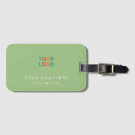 Etiqueta Para Maletas Nombre personalizado y logotipo Verde Salvia