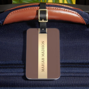 Etiqueta Para Maletas Nombre simple elegante Metalizado de oro monograma