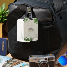 Etiqueta Para Maletas Nombre y año personalizados de hojas tropicales pe